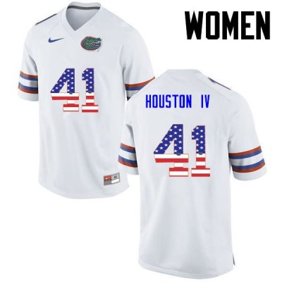 Women's Florida Gators #41 James Houston IV NCAA Nike White USA Flag Fashion Authentic Stitched College Football Jersey YVU8862AV